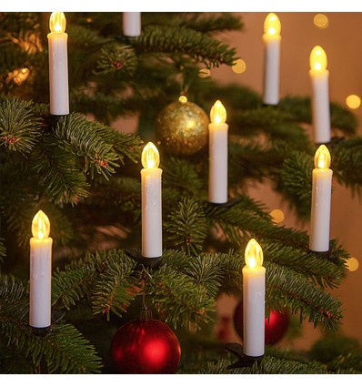 10er-Pack LED-Weihnachtskerzen inkl. Fernbedienung - Batterie, Timerfunktion, kabellos, Halter für Weihnachtsbaum