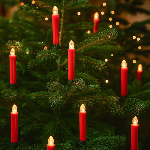 10er-Set LED-Weihnachtskerzen inkl. Fernbedienung - Batterie, Timerfunktion, kabellos, Halter für Weihnachtsbaum
