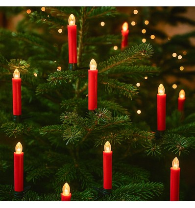 10er-Set LED-Weihnachtskerzen inkl. Fernbedienung - Batterie, Timerfunktion, kabellos, Halter für Weihnachtsbaum