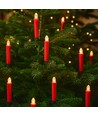 10er-Set LED-Weihnachtskerzen inkl. Fernbedienung - Batterie, Timerfunktion, kabellos, Halter für Weihnachtsbaum