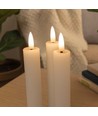 3er-Pack weiße LED Stabkerzen, Flammen-Effekt - Ø2,2cm, Höhe: 24,5cm, inkl. Fernbedienung, Timer, Batterie