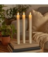 3er-Pack weiße LED Stabkerzen, Flammen-Effekt - Ø2,2cm, Höhe: 24,5cm, inkl. Fernbedienung, Timer