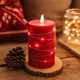 LED-Kerze mit Lichterkette, 12,5cm, Flammeneffekt - Ø7,5cm, funktioniert m. Fernbedienung, rot