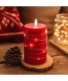 LED-Kerze mit Lichterkette, 12,5cm, Flammeneffekt - Ø7,5cm, rot