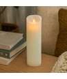 LED XL Stumpenkerze 30cm hoch, Flammen-Effekt, weiß - Ø10cm, 30cm hoch, funktioniert m. Fernbedienung, Timer, Echtwachs
