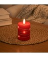 LED-Kerze mit Lichterkette, 10cm, Flammeneffekt - Ø7,5cm, rot