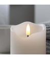 LED Stumpenkerze 12,5cm hoch, Flammen-Effekt, weiß - Ø7,5cm, 12,5cm hoch, funktioniert mit Fernbedienung, Timer, Echtwachs