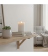 LED Stumpenkerze 12,5cm hoch, Flammen-Effekt, weiß - Ø7,5cm, 12,5cm hoch, funktioniert mit Fernbedienung, Timer, Echtwachs