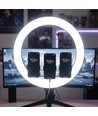 LED-Ringlicht mit Stativ - 55W, Ø44cm, 3 Telefonhalter, Fernbedienung, 3200K-5800K