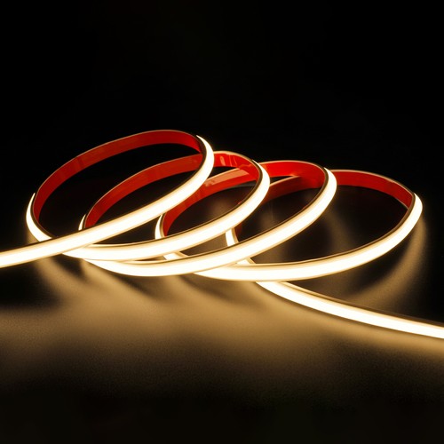 5m 230V wasserdichter Slim COB Strip - Klebeband rückseitig, 9W/m, IP67, 296 LED/m, bis 50m
