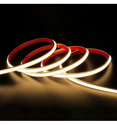 5m 230V wasserdichter Slim COB Strip - Klebeband rückseitig, 9W/m, IP67, 296 LED/m, bis 50m