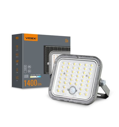 20W LED Solar Fluter mit Sensor - 1400lm, IP65, 5000K, grau, Außenbereich