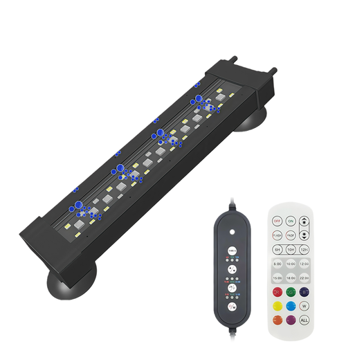 20cm Aquarium Leuchte - 8W, kann mit Luftpumpe verwendet werden, RGB+NW, IP68