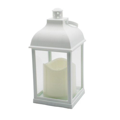 LED-Laterne - Weiß, quadratisch, Batterie, IP54 Innen-/Außenbereich