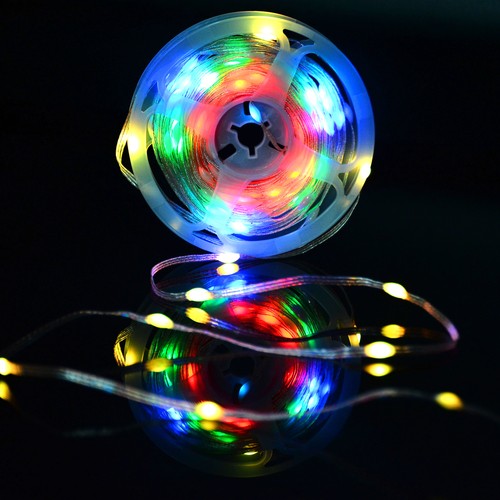 5m RGBIC LED-Lichterkette - 5V USB, 50 LED, transparentes Kabel, Fernbedienung + Bluetooth