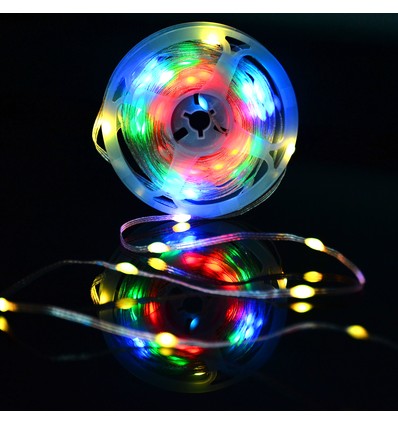 5m RGBIC LED-Lichterkette - 5V USB, 50 LED, transparentes Kabel, Fernbedienung + Bluetooth