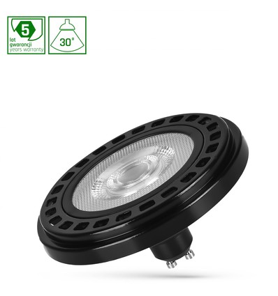 20W AR111 GU10 LED Leuchtmittel, RA90 - 30°, schwarzes Gehäuse, 2700K, 1600lm, 5 Jahre Garantie