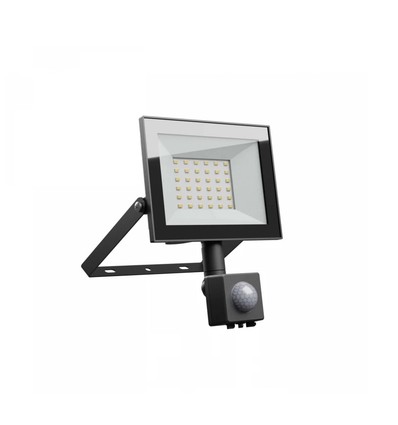 30W Flutlicht mit Sensor - IP44, Schwarz, Arbeitsleuchte, PIR-Sensor