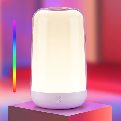 Wiederaufladbare RGB+CCT LED Tisch-/Nachtlampe - Weiß, Touch-Dimmbar, IP20 Innenbereich