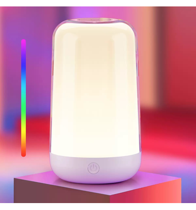 Wiederaufladbare RGB+CCT LED Tisch-/Nachtlampe - Weiß, Touch-Dimmbar, IP20 Innenbereich