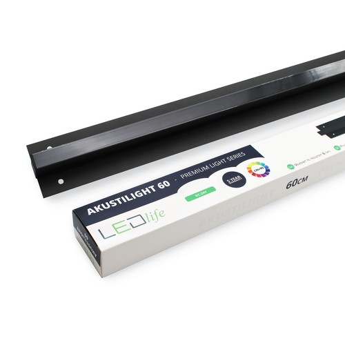 LED schwarze Troldtekt-Schiene 60 cm - 30W, Akustilight, versenkt, 24V