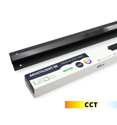 LED schwarze Troldtekt-Schiene 60 cm, CCT - 30W, Akustilight, versenkt, 24V