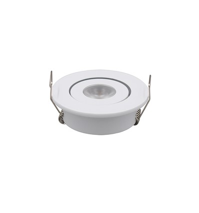1W Ø5,2cm Einbaustrahler dimmbar - 12V/24V, Lochausschnitt: Ø4,2 cm, Maße: Ø5,2 cm, 2,2 cm hoch, weiß
