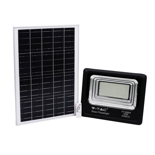 300W LED Solar Flutlicht - 4200lm, IP65, 6000K, inkl. Solarpanel und Fernbedienung