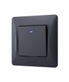 1-Kanal-Schalter mit Kontrollleuchte - 86x86mm, IP20, schwarz