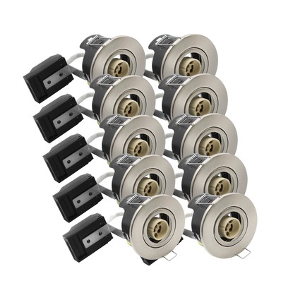 10er-Pack GU10 Einbaustrahler - Nickel satiniert, IP20