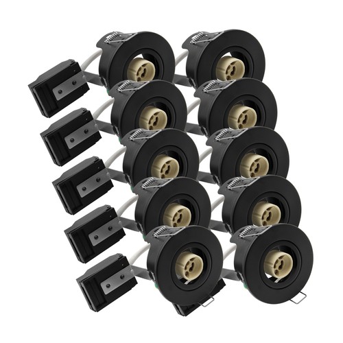 10er-Pack GU10 Einbaustrahler - Schwarz, IP20