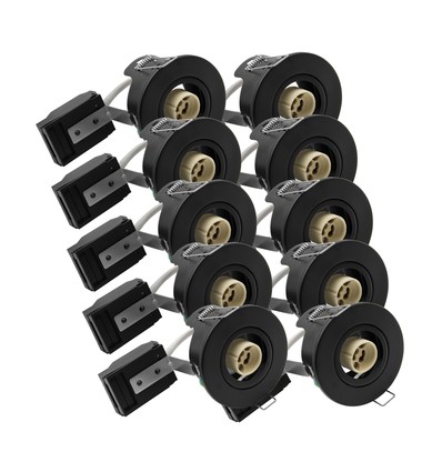 10er-Pack GU10 Einbaustrahler - Schwarz, IP20