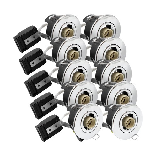 10er-Pack GU10 Einbaustrahler - Gebürsteter Stahl, IP20