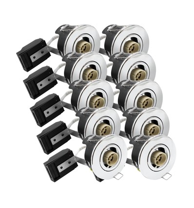 10er-Pack GU10 Einbaustrahler - Gebürsteter Stahl, IP20