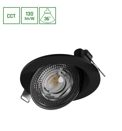 6,5W Ø10,5cm MOBILO LED Downlight - CCT, 850lm, 36°, IP20, schwarz