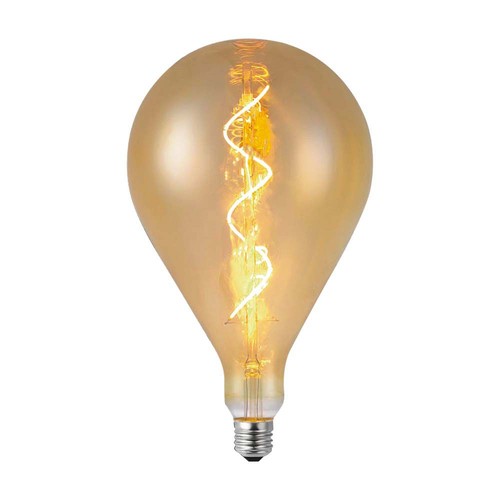 E27 4W LED Spiral Filament Lampe - A160, Amber Glas, 2700K, 250lm
