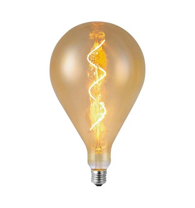 E27 4W LED Spiral Filament Lampe - A160, Amber Glas, 2700K, 250lm