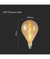 E27 4W LED Spiral Filament Lampe - A160, Amber Glas, 2700K, 250lm