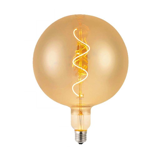 E27 4W LED Filament Spirallampe - G200 Globe, Amber Glas, warmweiß, 250lm