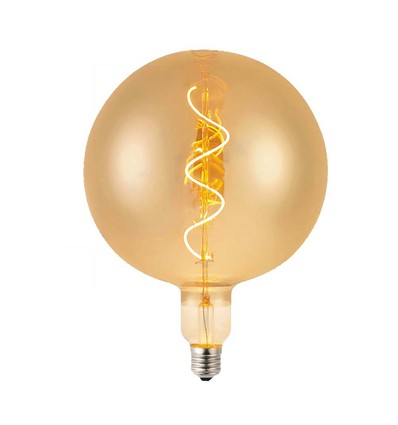 E27 4W LED Filament Spirallampe - G200 Globe, Amber Glas, warmweiß, 250lm