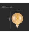 E27 4W LED Filament Spirallampe - G200 Globe, Amber Glas, warmweiß, 250lm