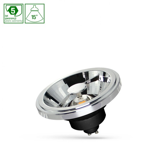 12W AR111 GU10 LED Spot - 4000K, 15 Grad, COB, schwarz, 5 Jahre Garantie