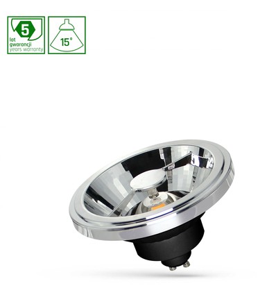 12W AR111 GU10 LED Spot - 4000K, 15 Grad, COB, schwarz, 5 Jahre Garantie