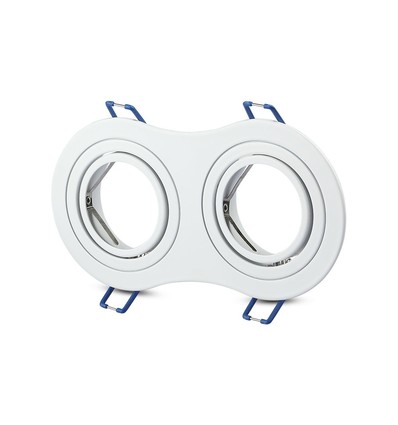 GU10 Doppel-Einbaustrahler - Rund, weiß, Aluminium, IP20, Lochmaß: 155x75 mm, Maße: 173x91 mm