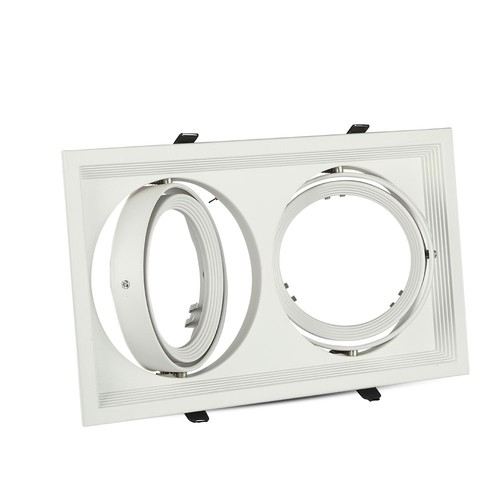 Doppel AR111 Einbauspot - Weiß, 174x325mm, IP20, ohne Leuchtmittel