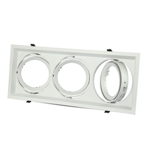 3-flammig AR111 Einbauspot - Weiß, Aluminium, Ausschnitt: 455x168mm, ohne Leuchtmittel