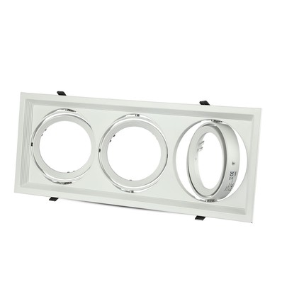 3-flammig AR111 Einbauspot - Weiß, Aluminium, Ausschnitt: 455x168mm, ohne Leuchtmittel