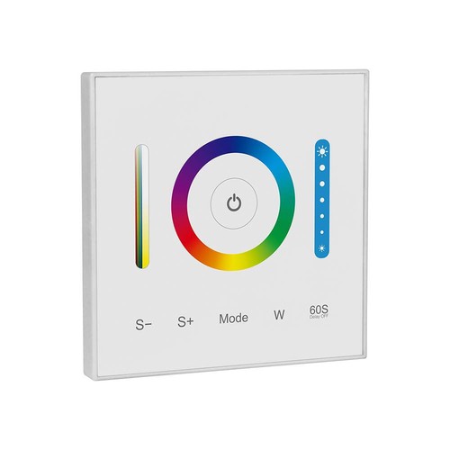 3-in-1 Wand-Controller für RGB / RGBW / RGB+CCT - 12V-24V, RF 2.4GHz, 86x86mm, weiß, Touchpanel