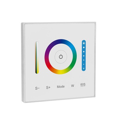 3-in-1 Wand-Controller für RGB / RGBW / RGB+CCT - 12V-24V, RF 2.4GHz, 86x86mm, weiß, Touchpanel