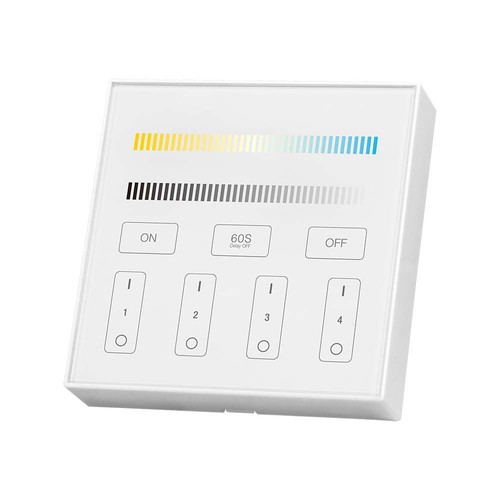 4-Zonen WiFi/WLAN Touchpanel für LED Strips - 12V/24V, weiß, 86x86mm, für Single Color und CCT